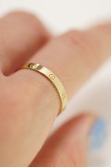14K Solid Gold Nail Simple Love Stackable Ring