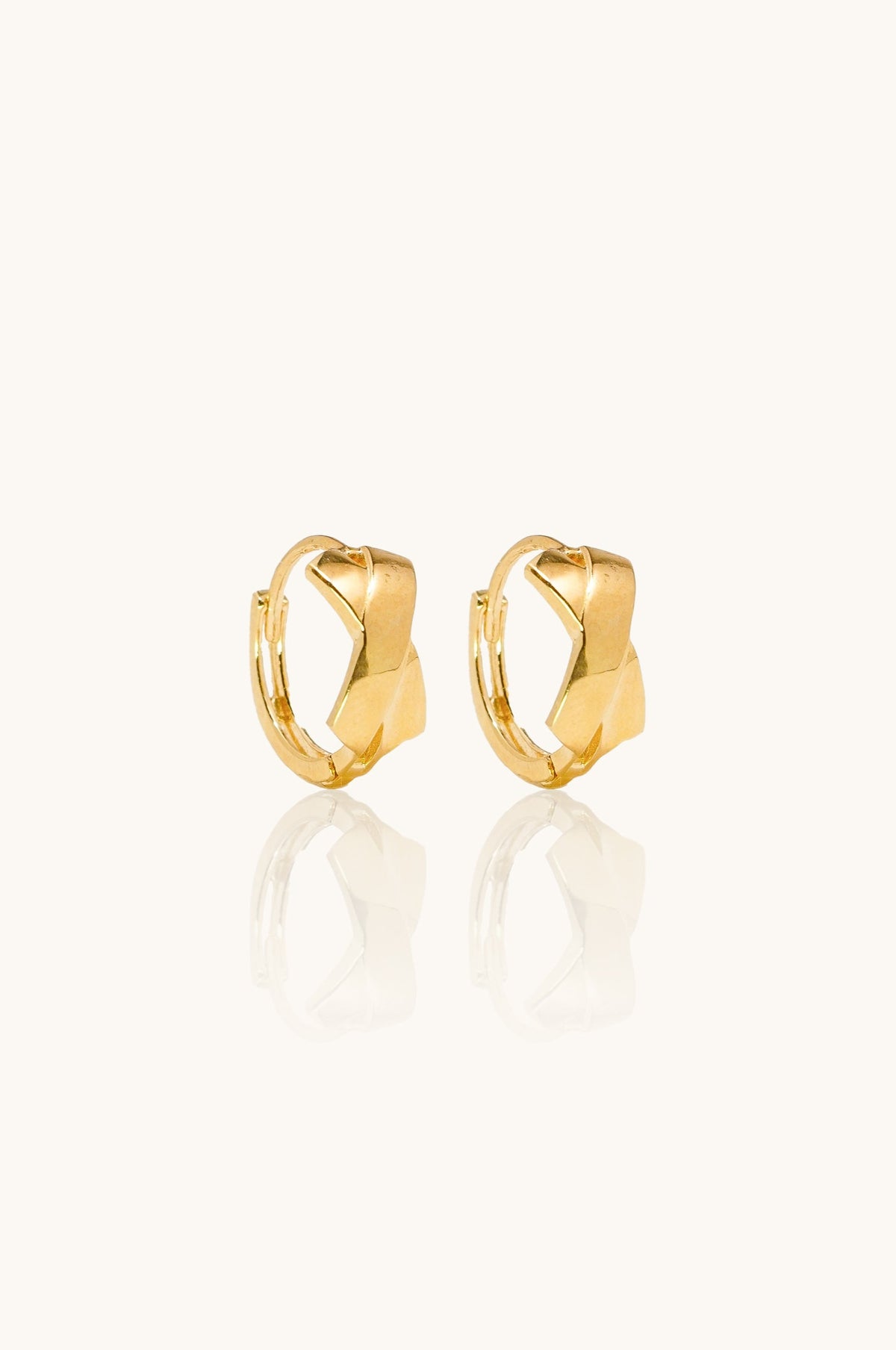 14K Solid Gold Sculpted Bow Huggie Hoop Earrings – Elegant & Secure