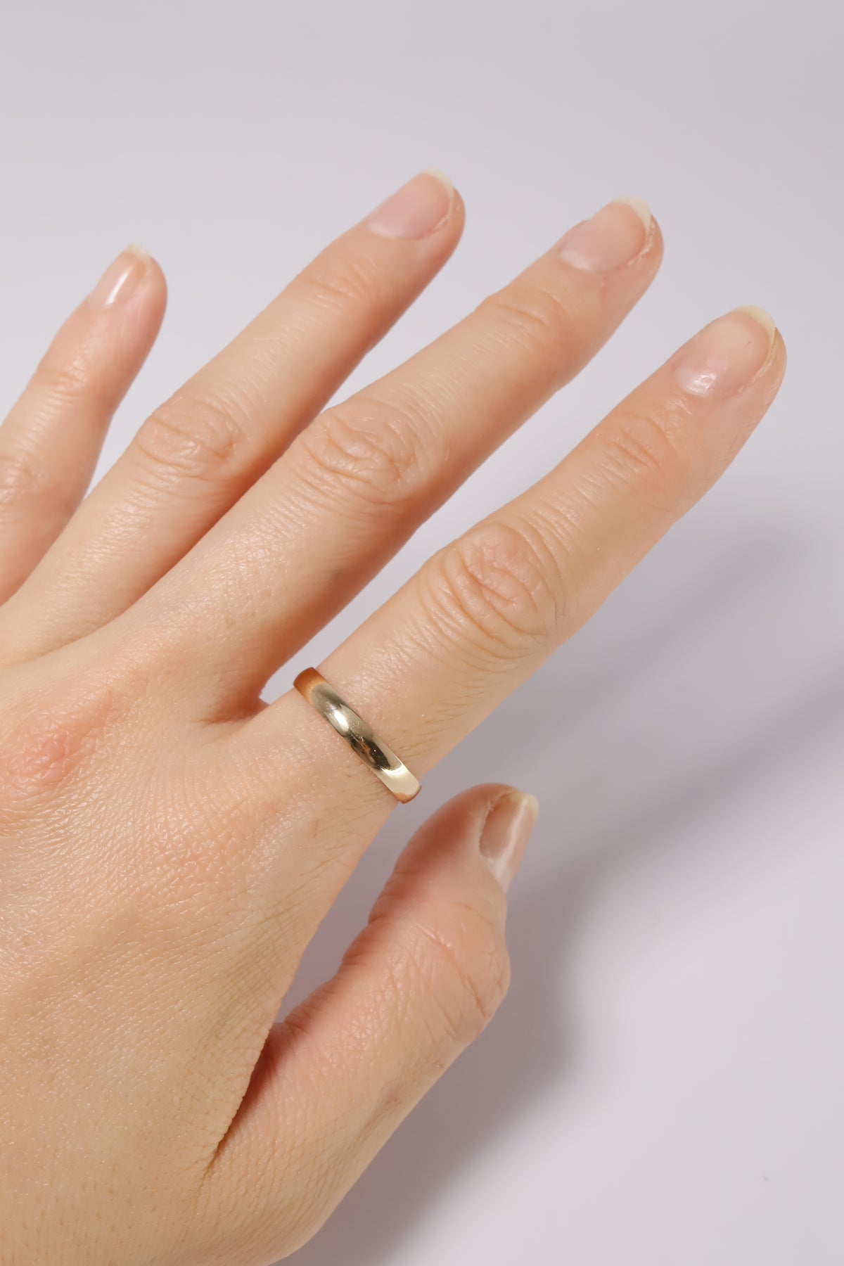 14K Solid Gold 3mm Simple Round Cut Couple Ring - Pretty At Sam