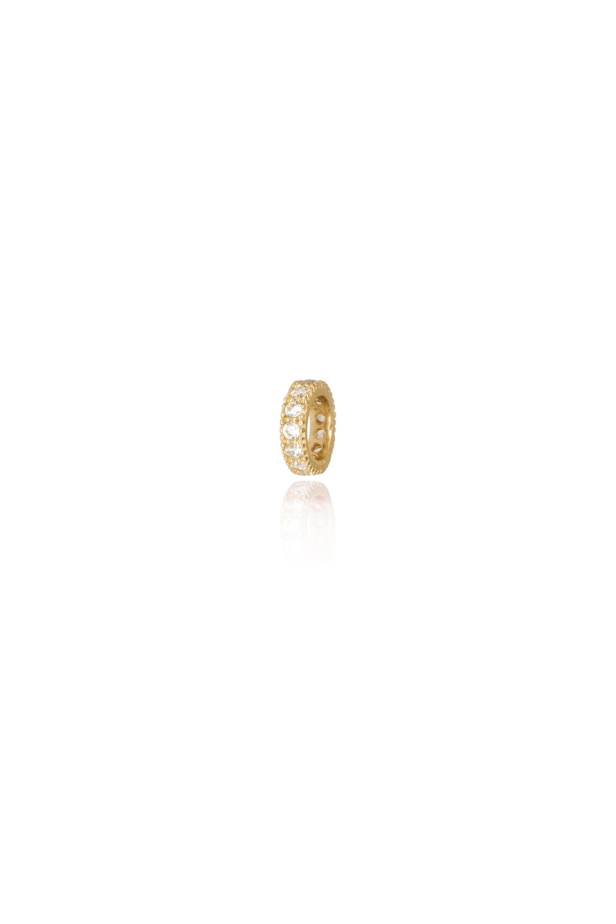 14K Solid Gold CZ Single Disc Dainty Charm Pendant