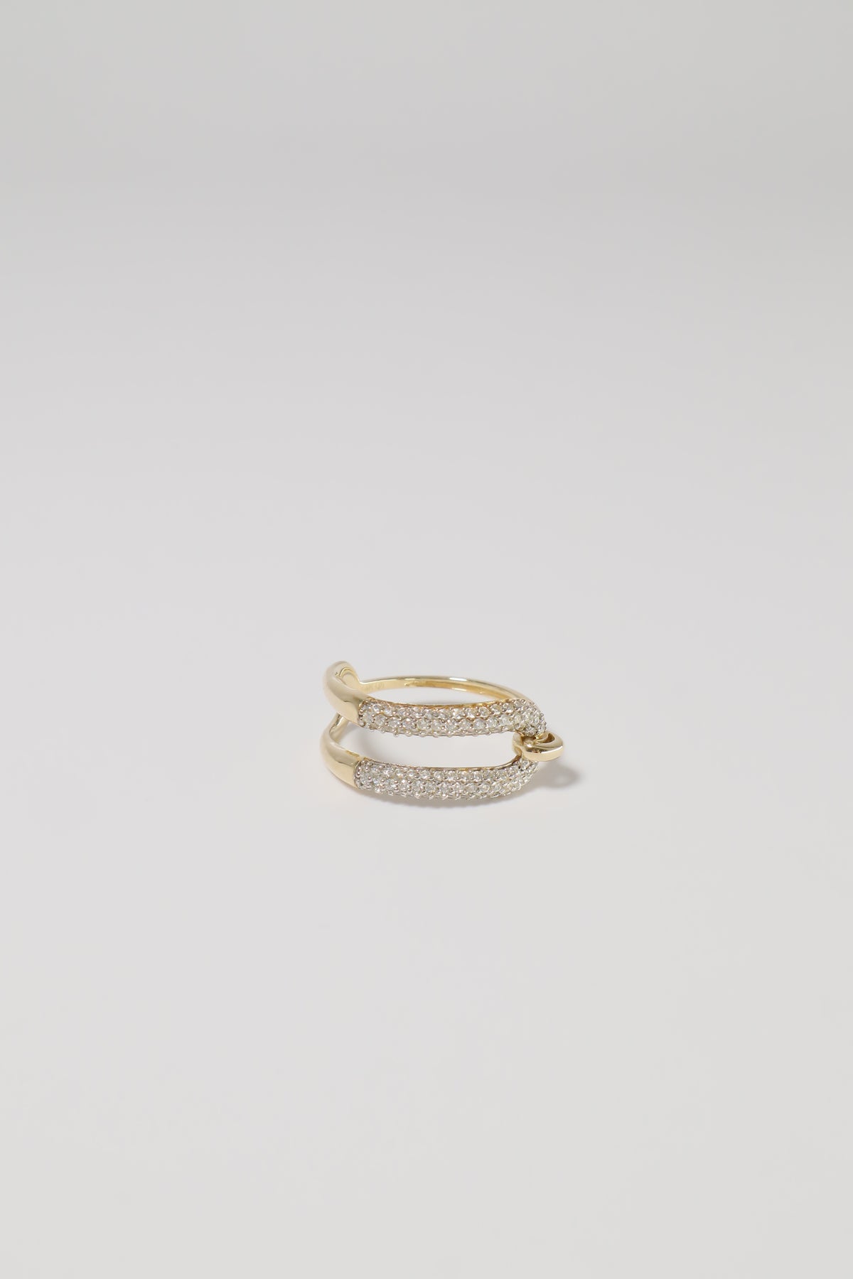 14K Solid Gold Double Side Pave Stone Bold Ring - Pretty At Sam