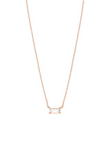 14K Solid Rose Gold Baguette CZ Emerald Cut Necklace