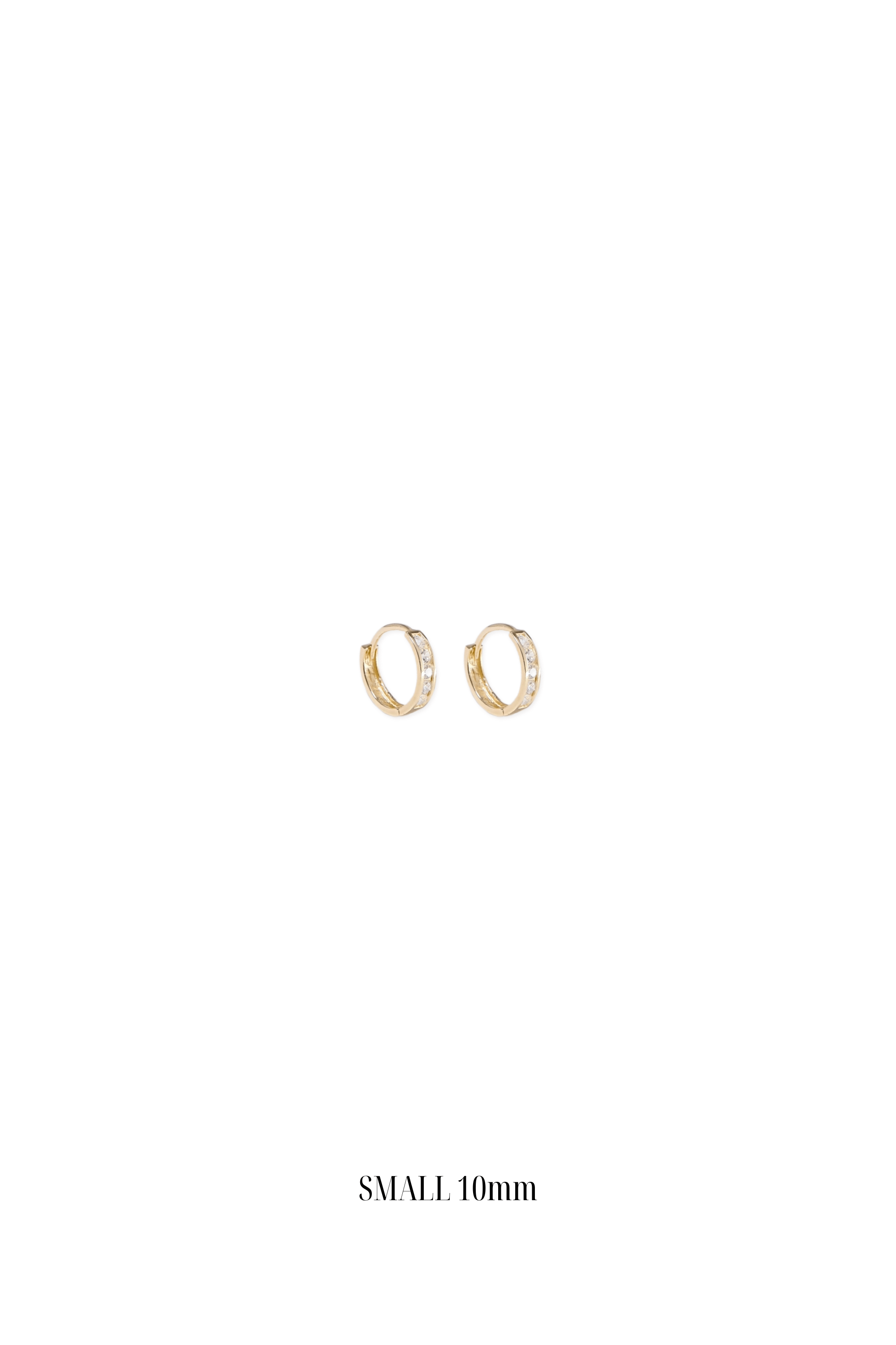 14K Solid Yellow Gold 10MM CZ Channel Setting Hoop Earring - Pretty At Sam