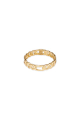 14K Solid Yellow Gold 3 to 1 Figaro Chain Ring