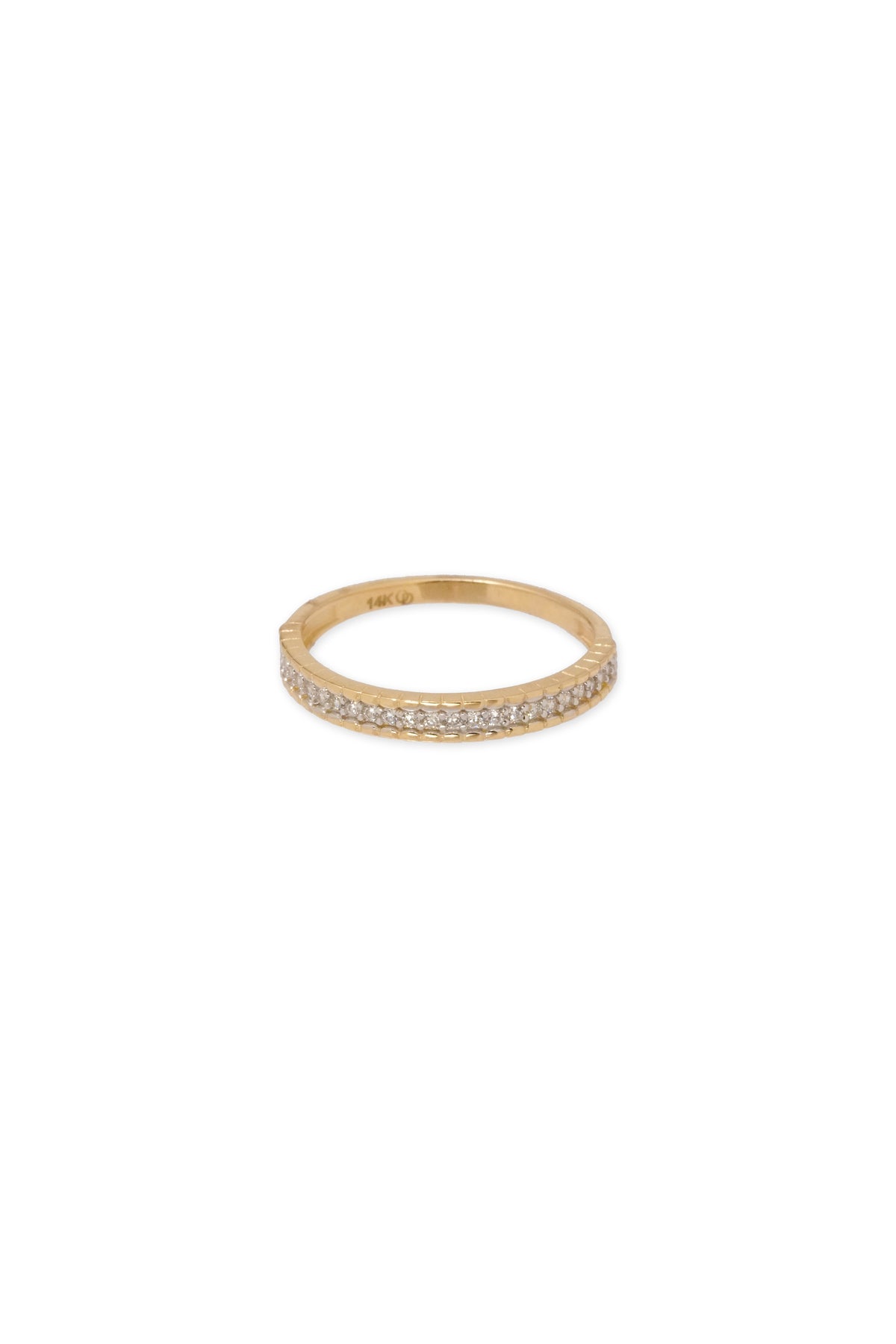 14K Solid Yellow Gold CZ Channel Setting 2.7MM Ring