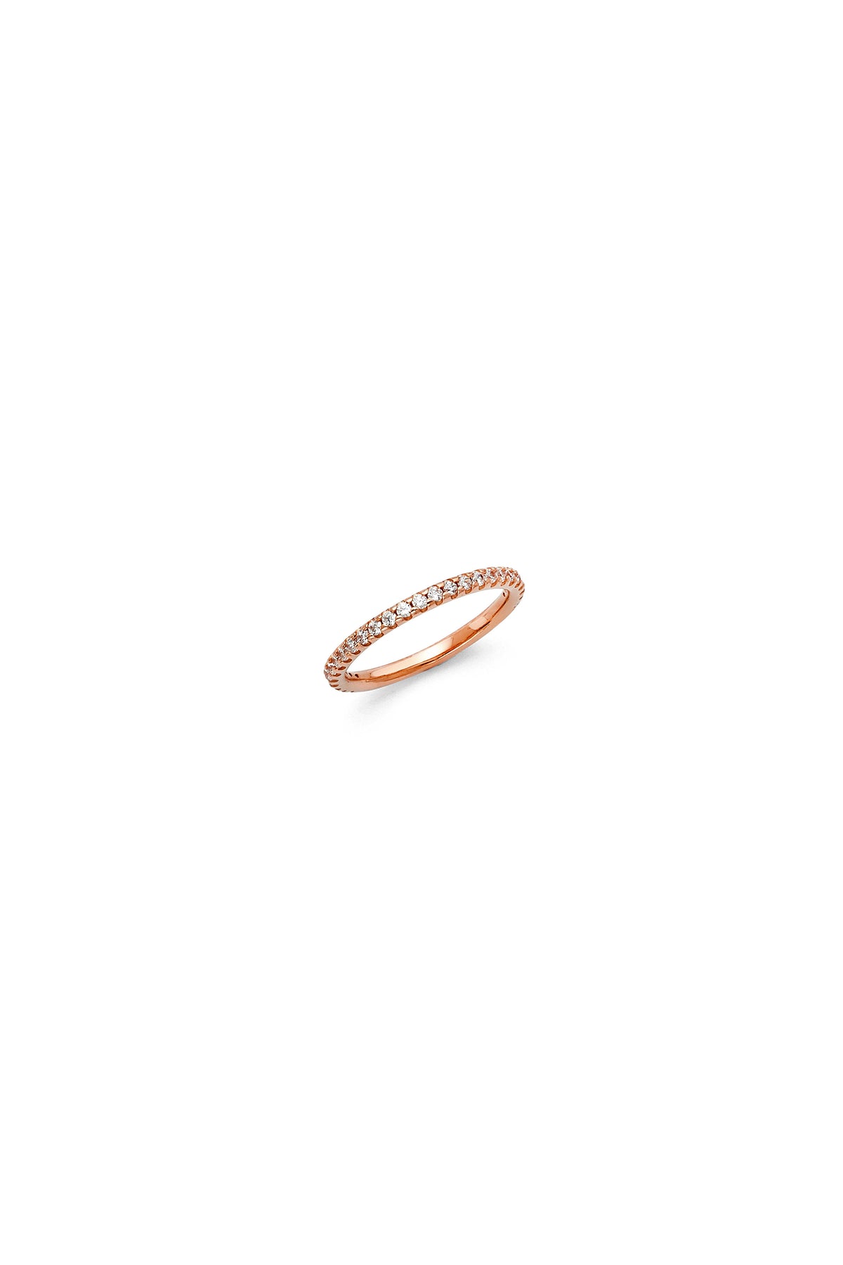 14K Solid Yellow Gold 2MM Half Eternal Wedding Ring