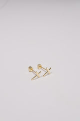 14K Solid Gold Cross Screw Back Stud Earring - Pretty At Sam