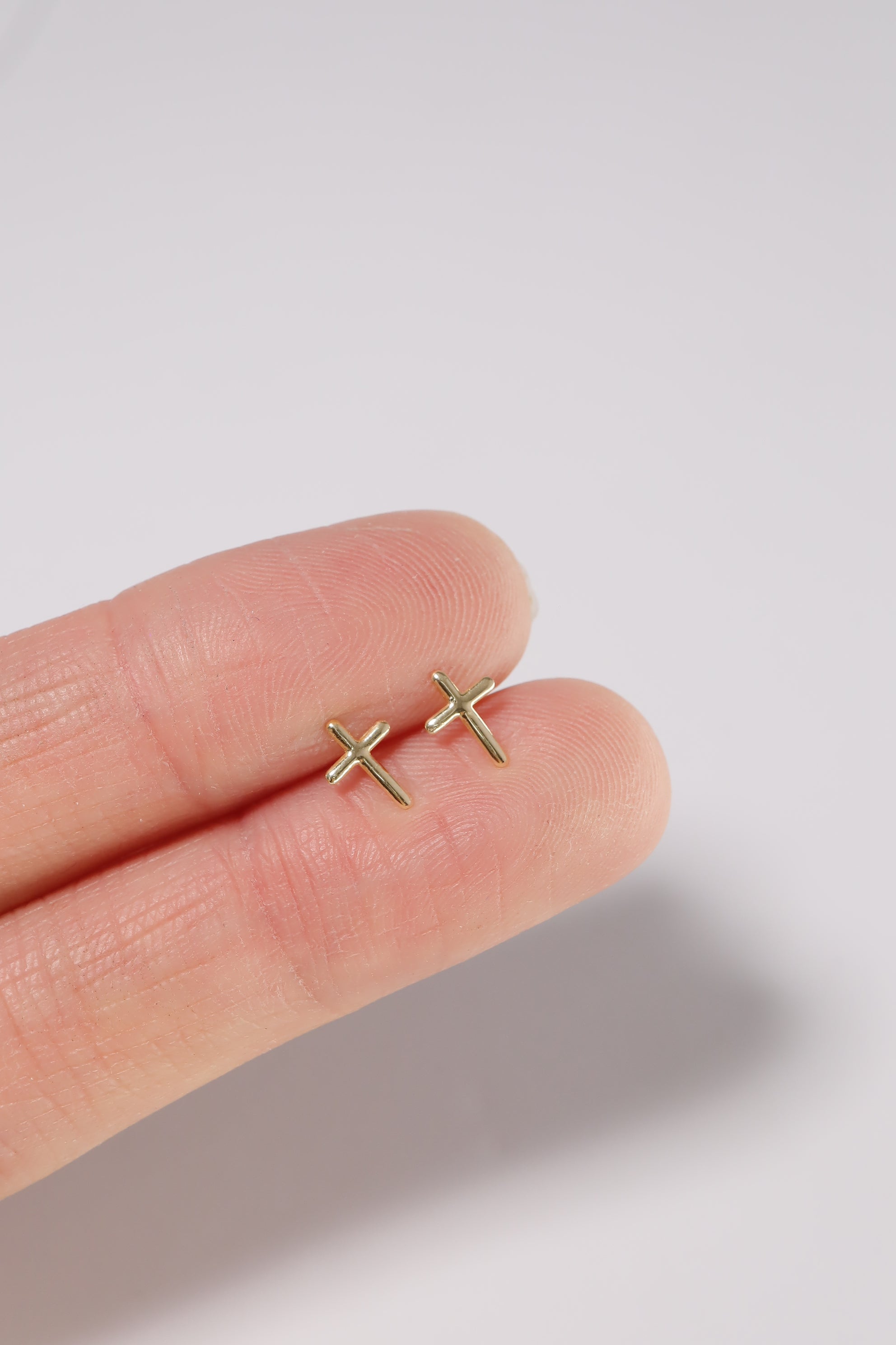 14K Solid Gold Cross Screw Back Stud Earring - Pretty At Sam