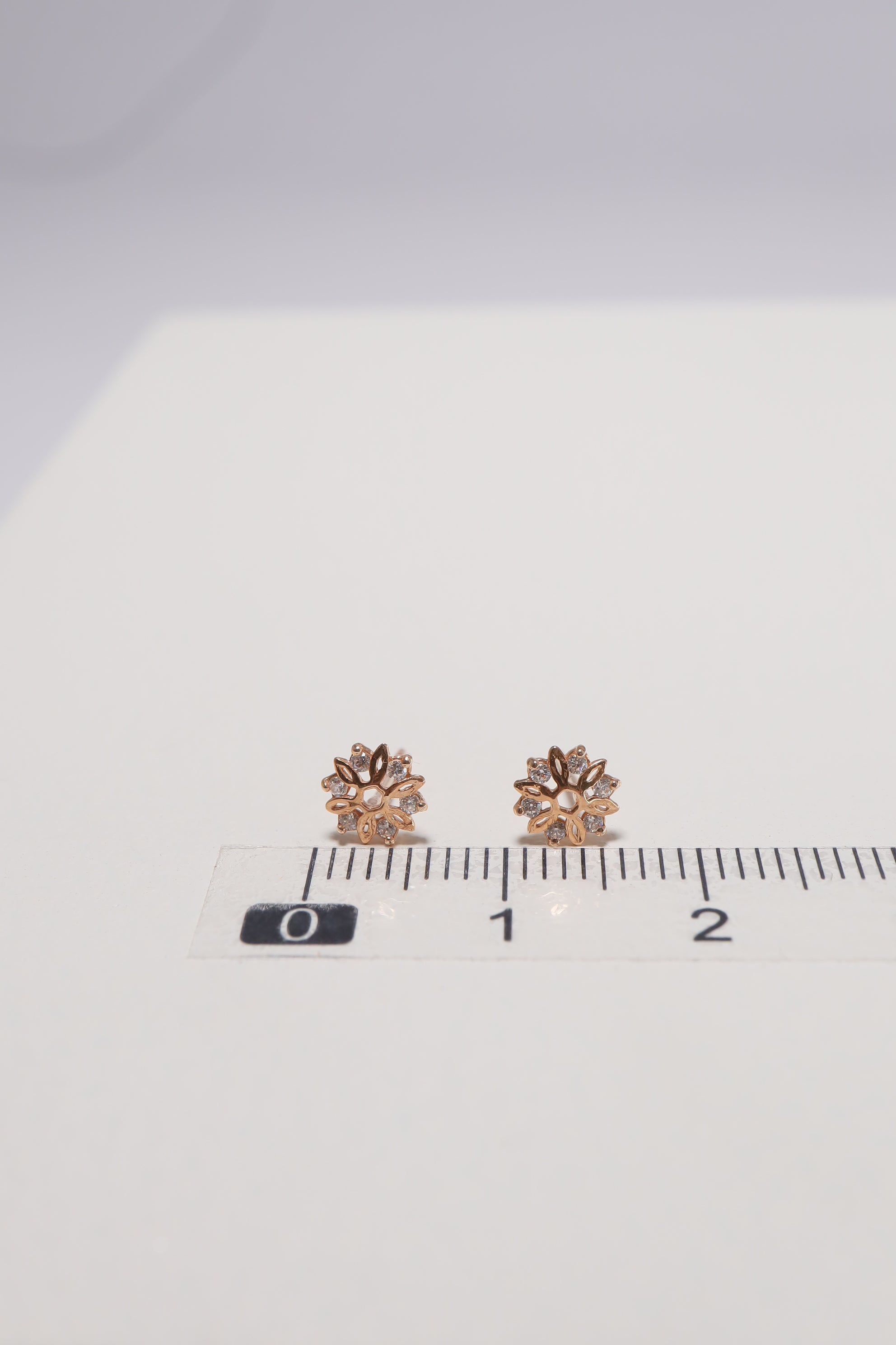 14K Solid Rose Gold CZ Snowflake Stud Earring - Pretty At Sam