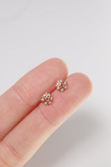 14K Solid Rose Gold CZ Snowflake Stud Earring - Pretty At Sam