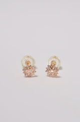 14K Solid Rose Gold CZ Snowflake Stud Earring - Pretty At Sam
