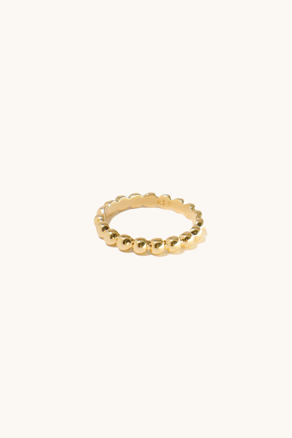 14K Solid Gold 3MM Beaded Ball Chain Ring