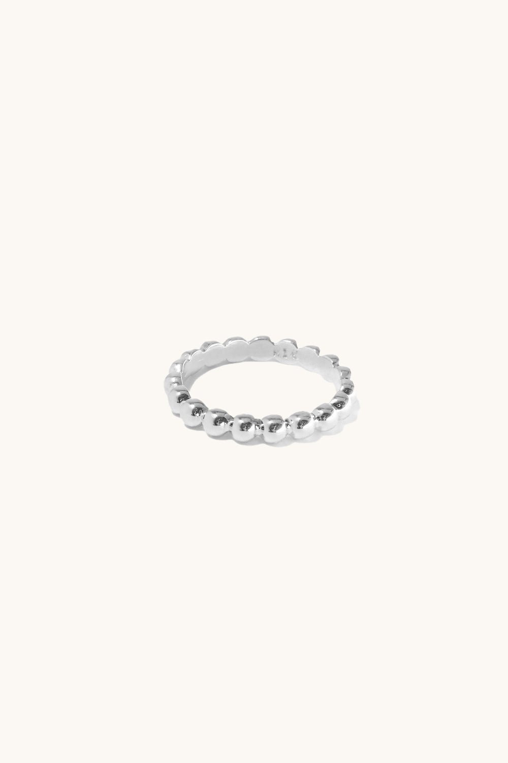 14K Solid Gold 3MM Beaded Ball Chain Ring