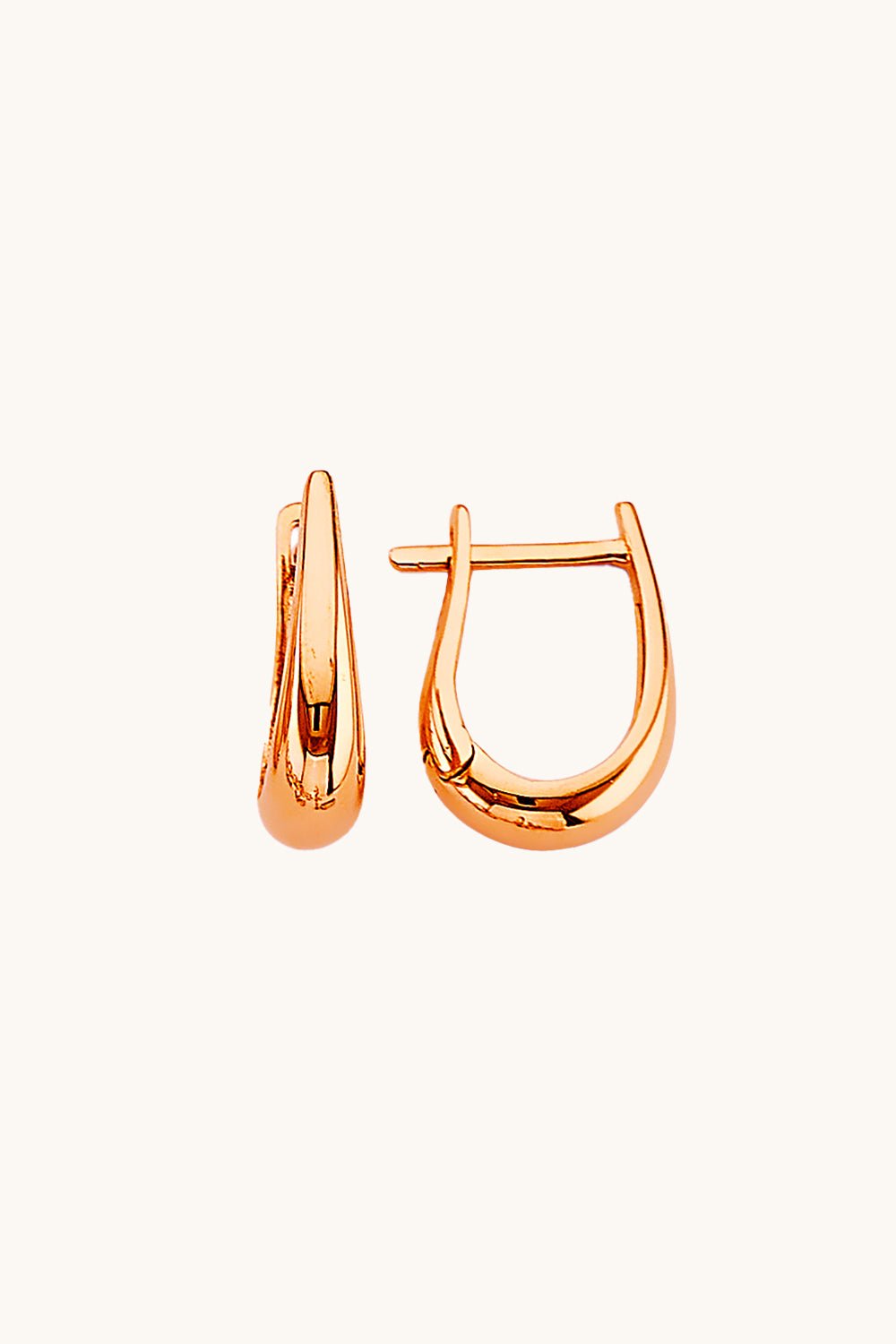 14K Solid Gold Bell Bottom Bar Hoop Earrings – Available in Yellow, White & Rose Gold