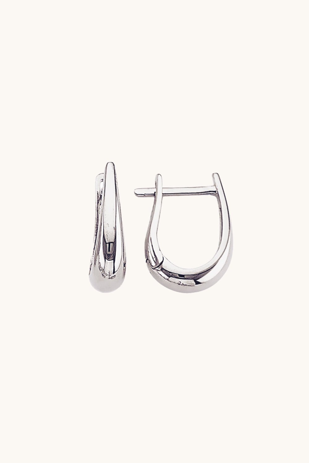 14K Solid Gold Bell Bottom Bar Hoop Earrings – Available in Yellow, White & Rose Gold