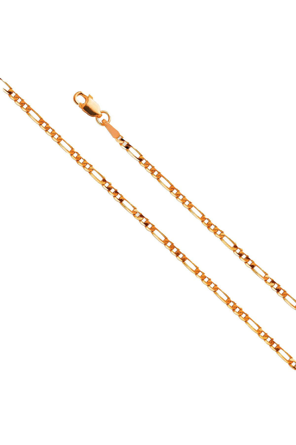 14K Solid Gold 2.3mm Open Figaro 3+1 Chain Necklace (16/18/22/24 Inches)