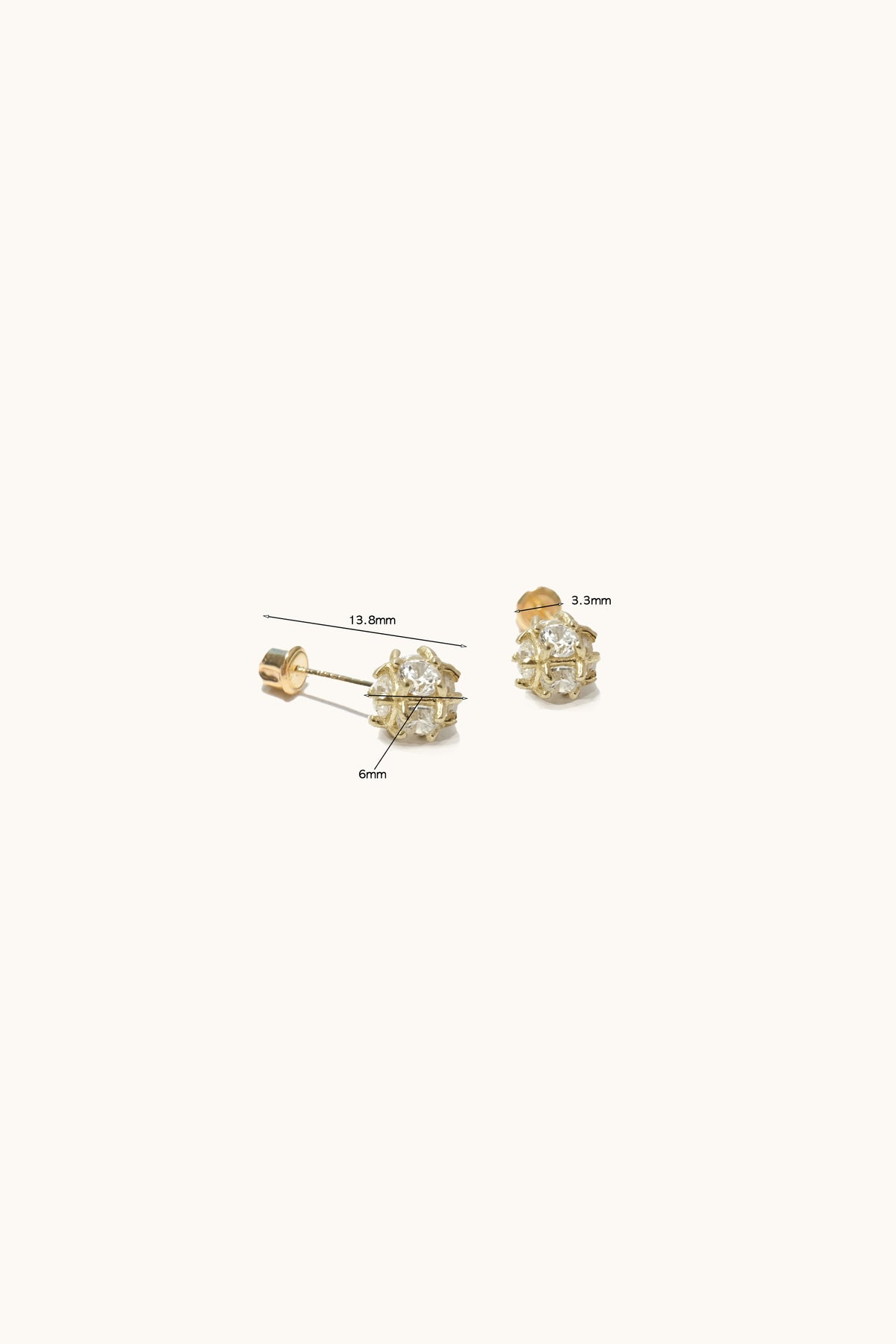 14K Gold April Stone 4MM 6MM Mirror Ball Screw Back Stud Earring