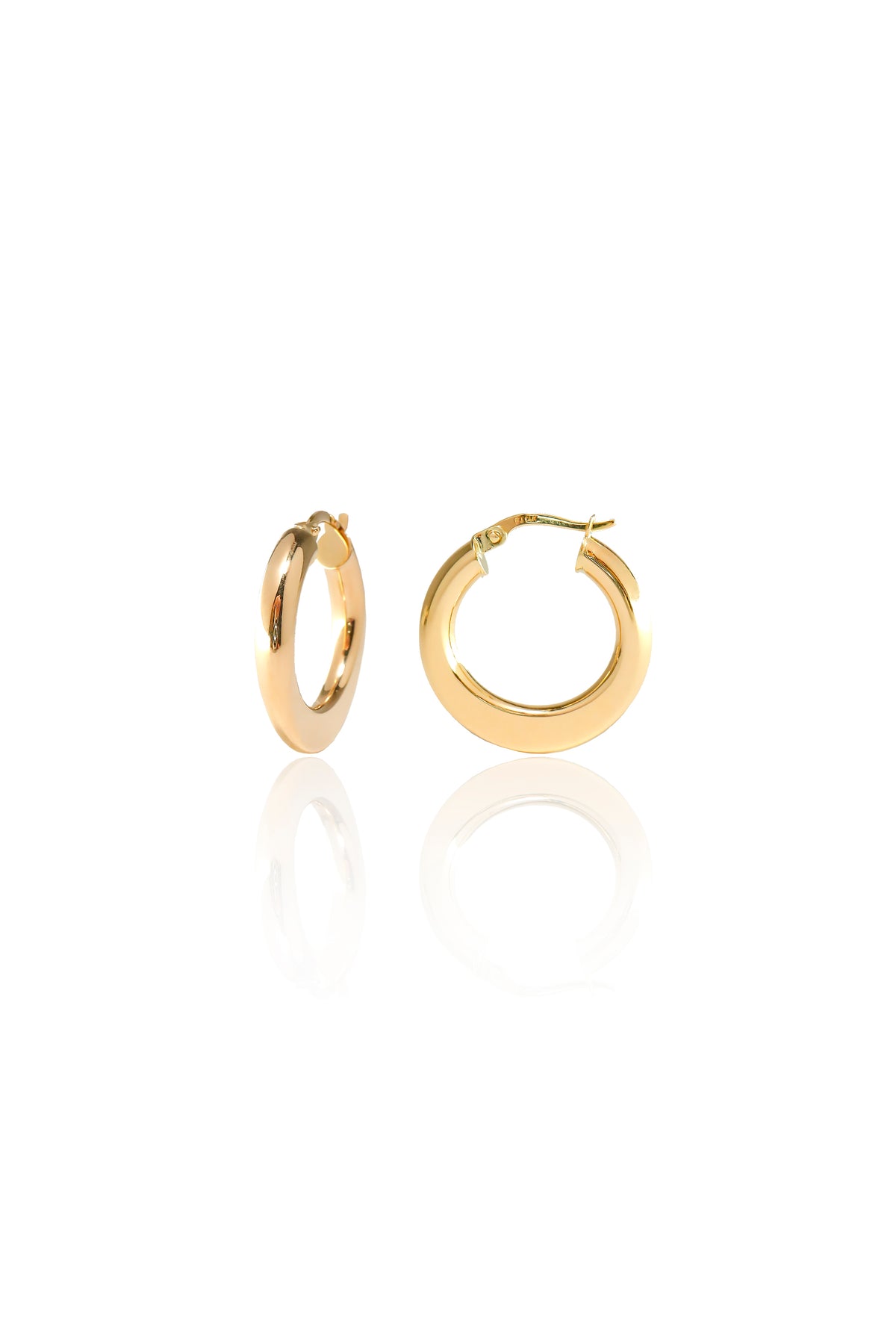 14K Solid Gold Disco Dangle Oval Crescent Moon Hoop Earring - Pretty At Sam