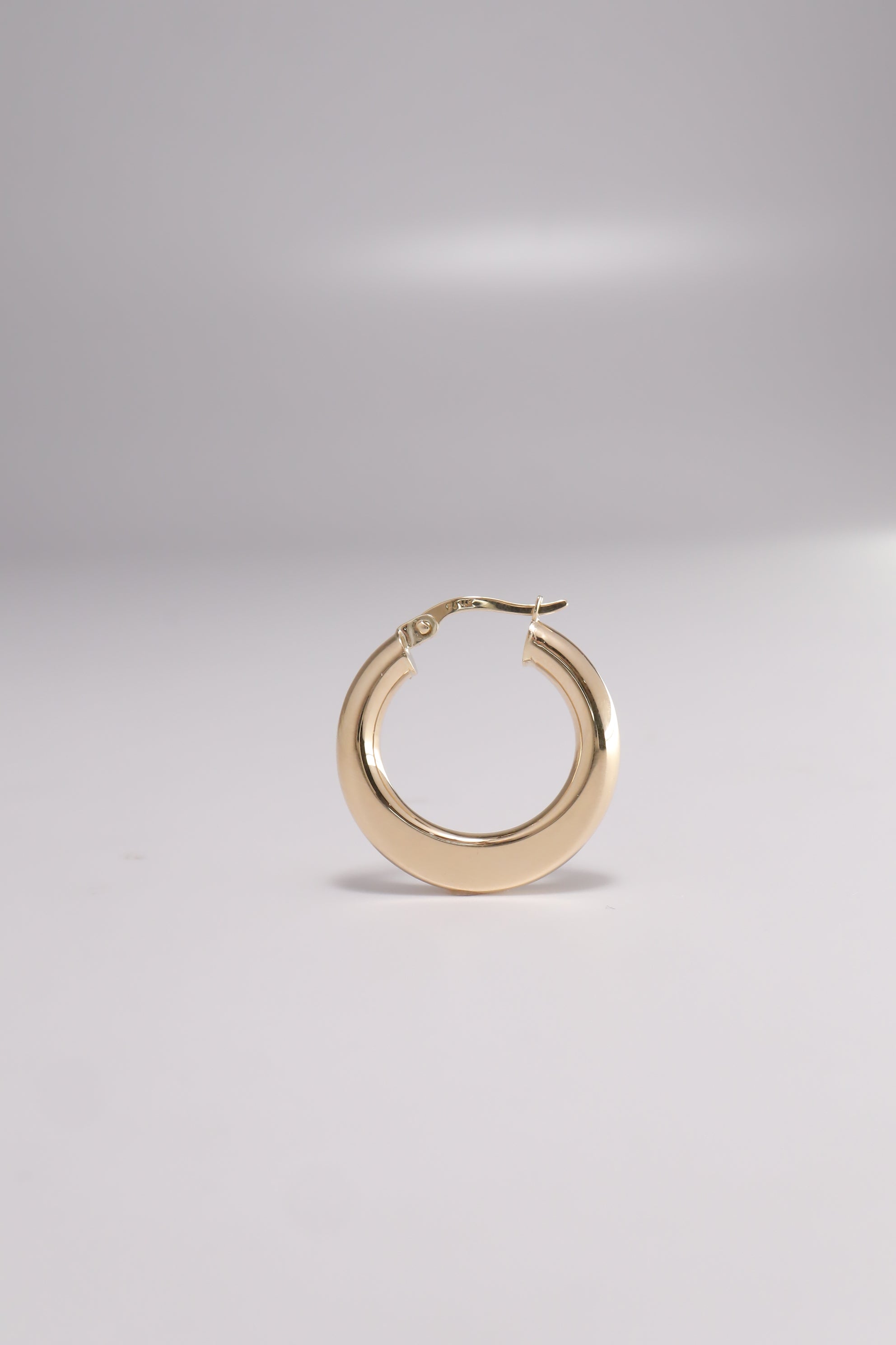 14K Solid Gold Disco Dangle Oval Crescent Moon Hoop Earring - Pretty At Sam