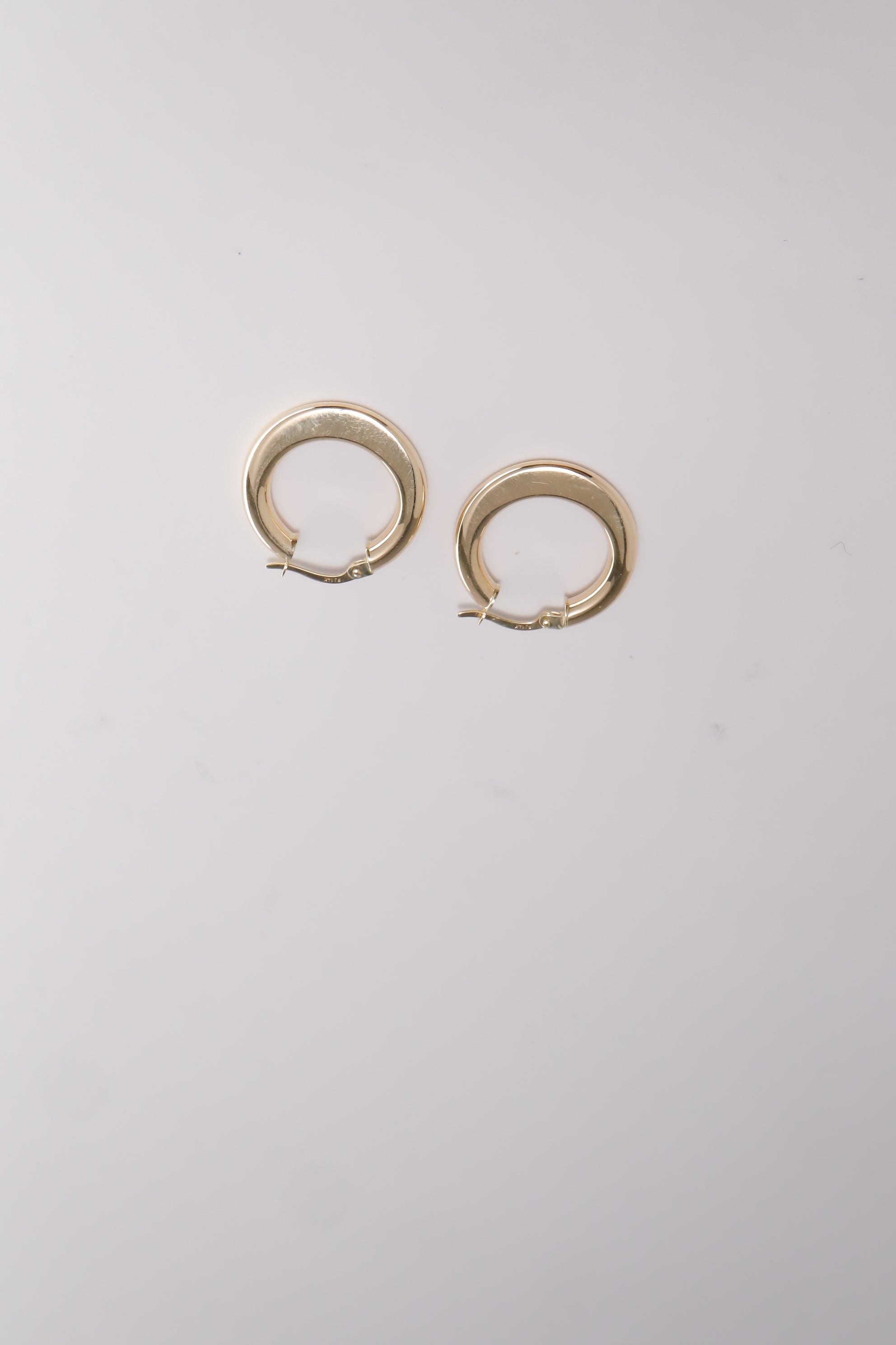 14K Solid Gold Disco Dangle Oval Crescent Moon Hoop Earring - Pretty At Sam