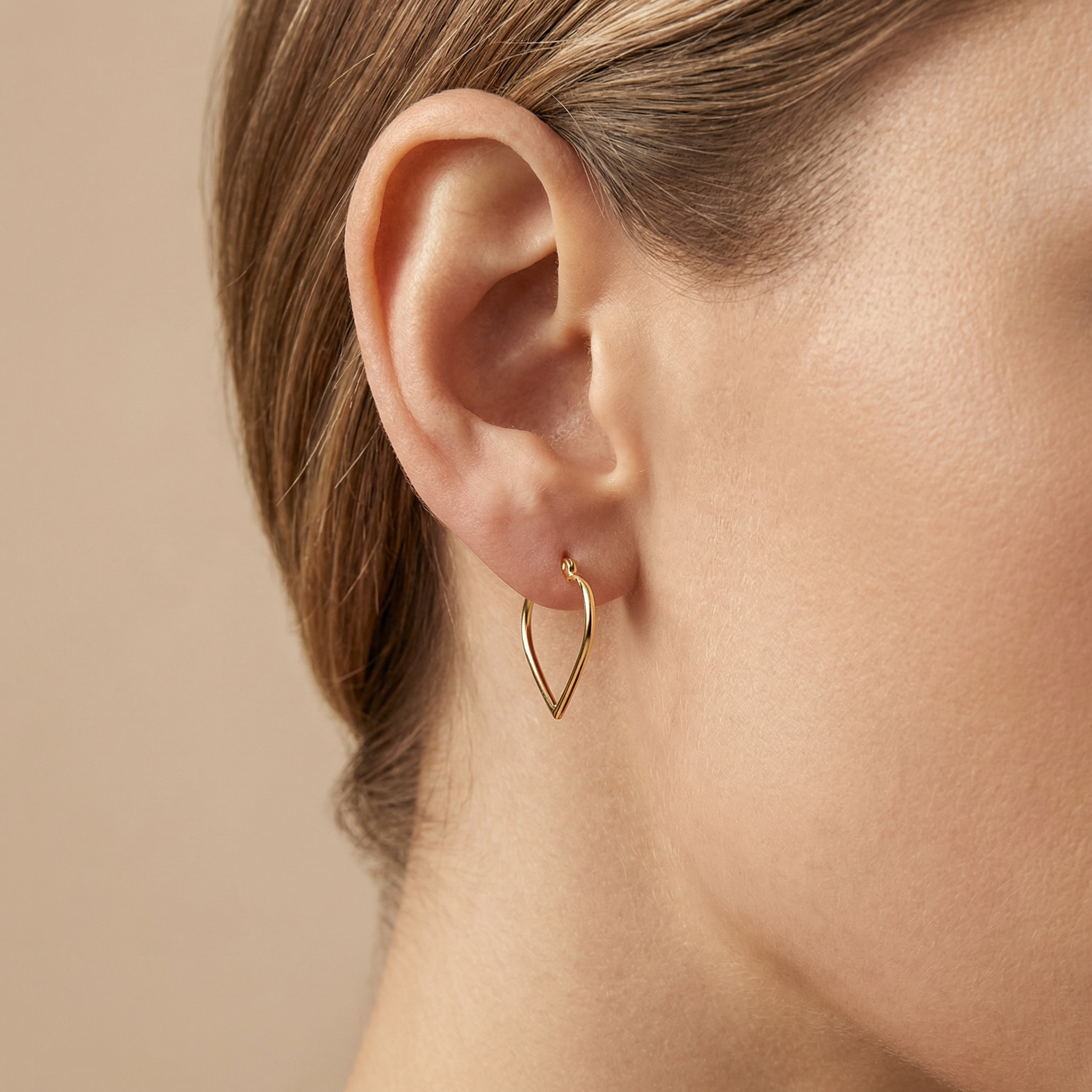 14k yellow gold romantic heart hoops with latch back closure