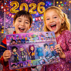 6PCS KPOP Demon Hunters Doll Set – Rumi Mira Zoey + Saja Boys & Derpy Tiger