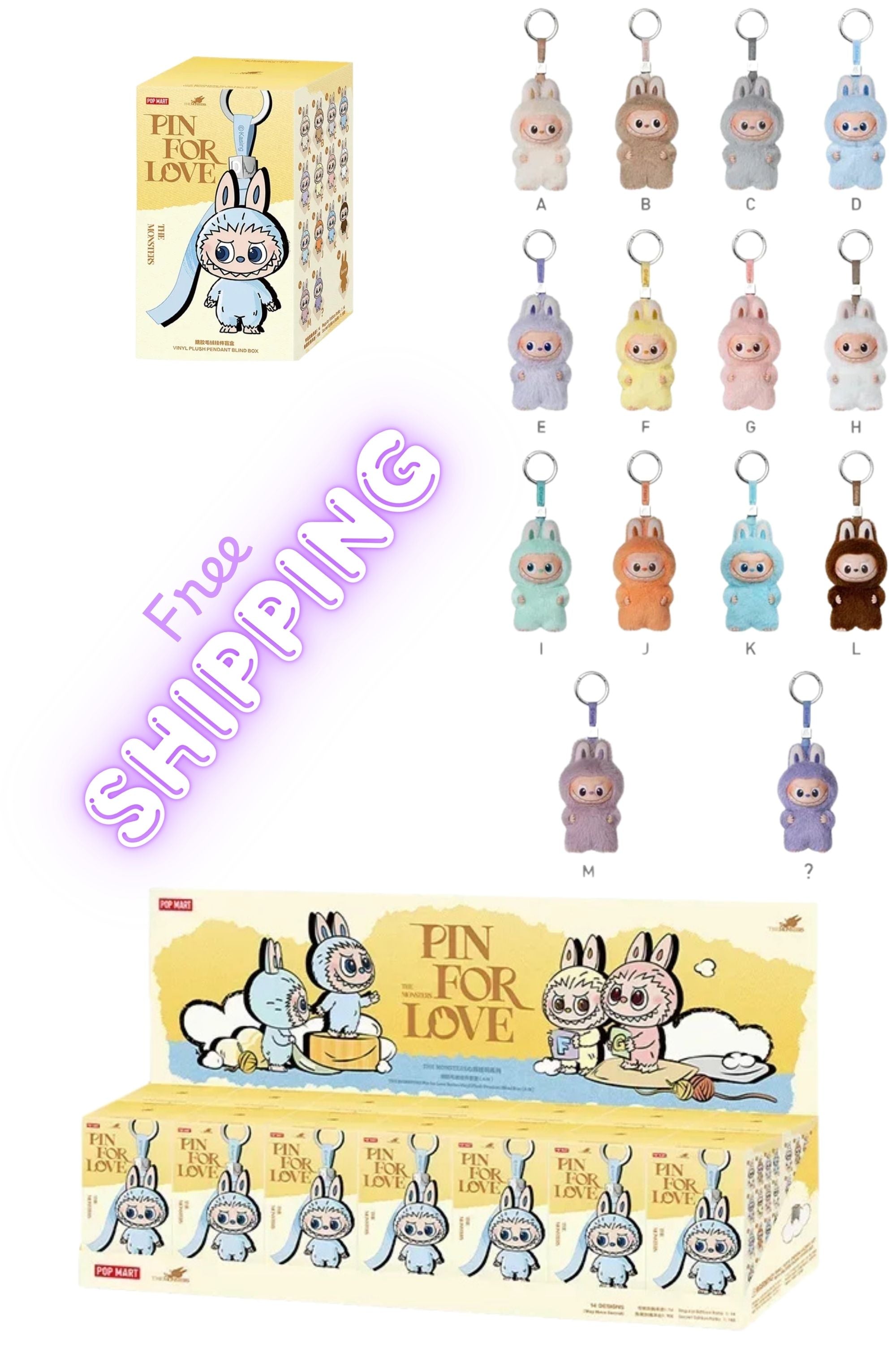 Pin For Love Labubu Pop Mart V4 Letter A to M Collection - Pretty At Sam