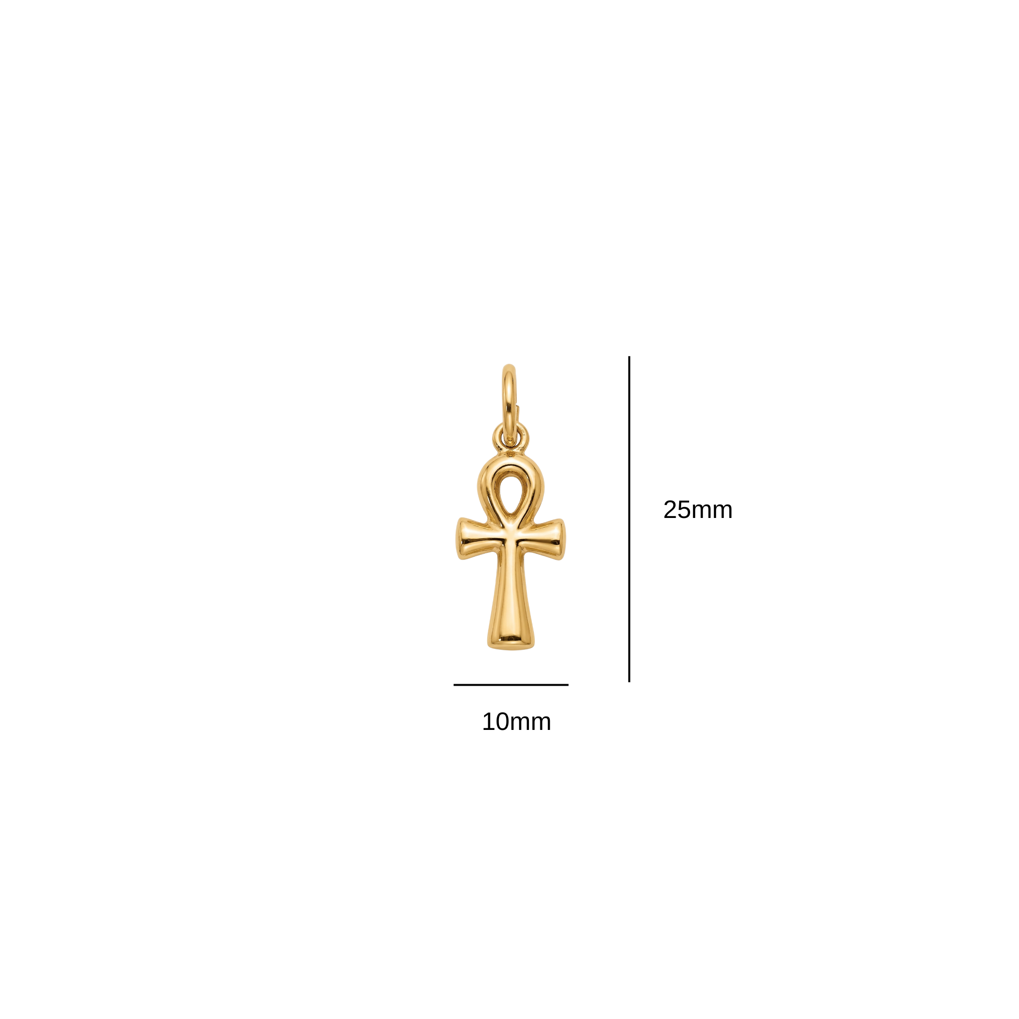 Close up of 25mm x 10mm solid 14k gold Ankh centerpiece