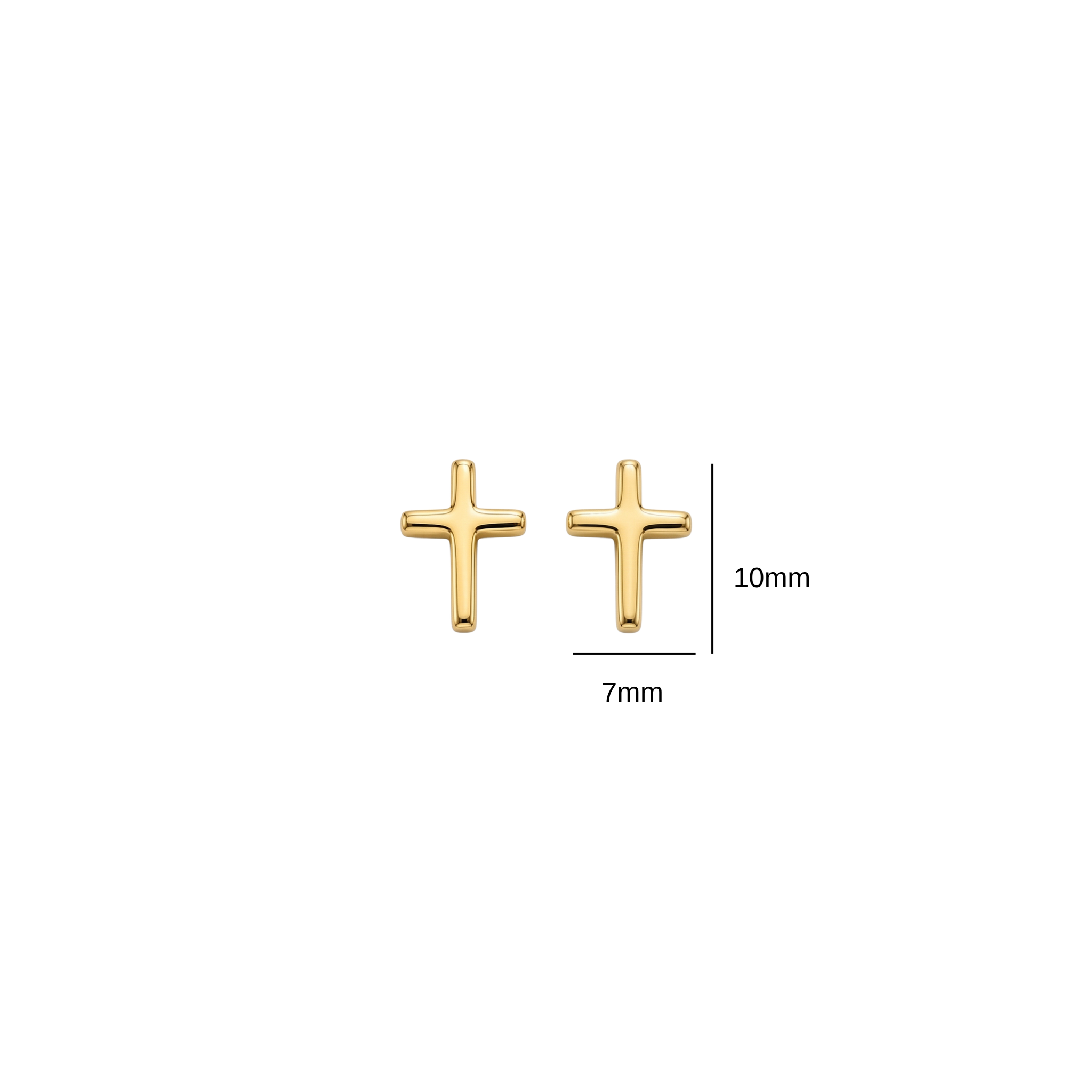 Close up of 10mm x 7mm solid 14k gold polished cross centerpiece