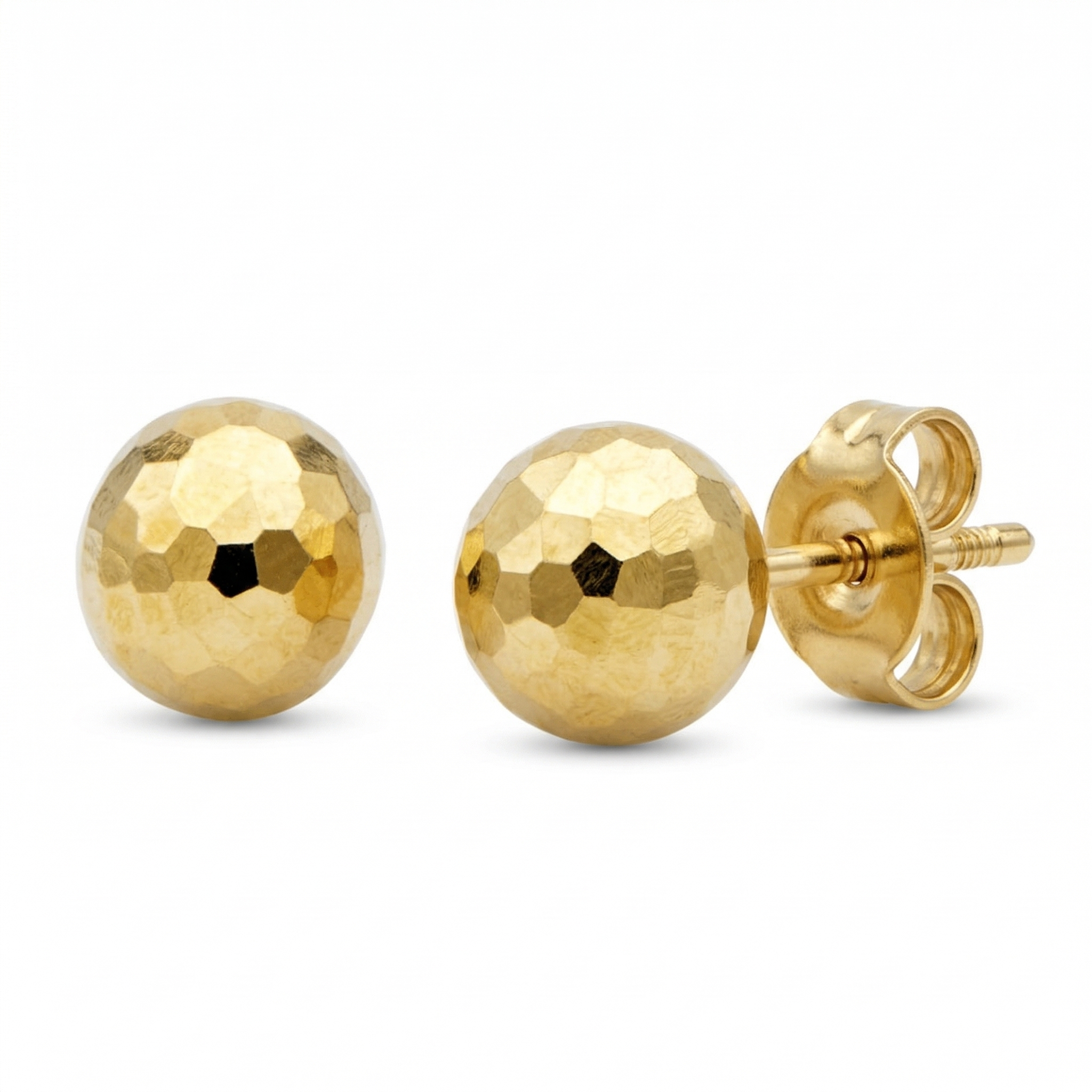 Small 14k yellow gold diamond-cut studs for curated ear mapping