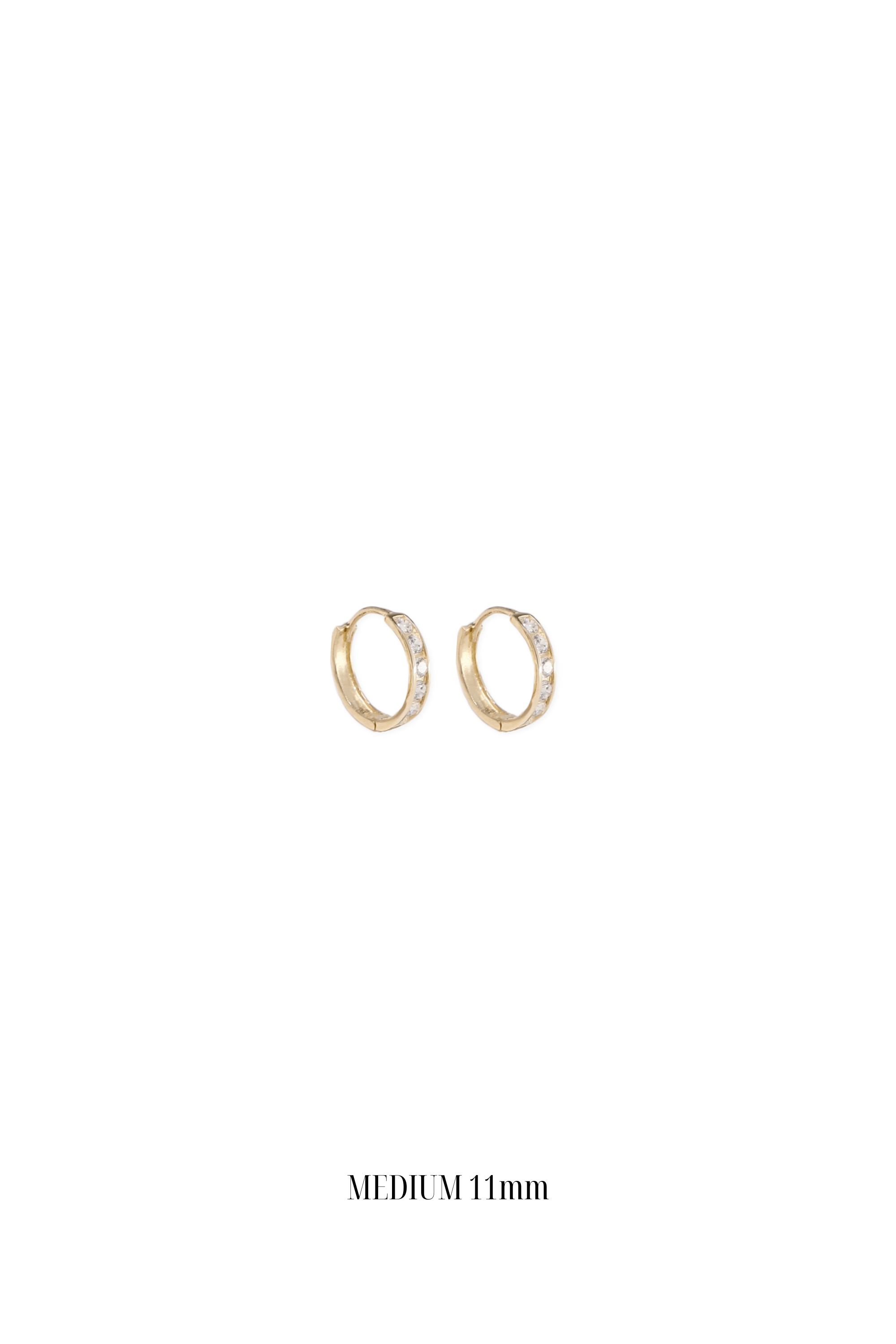 14K Solid Gold 11MM CZ Channel Setting Hoop Earring - Pretty At Sam