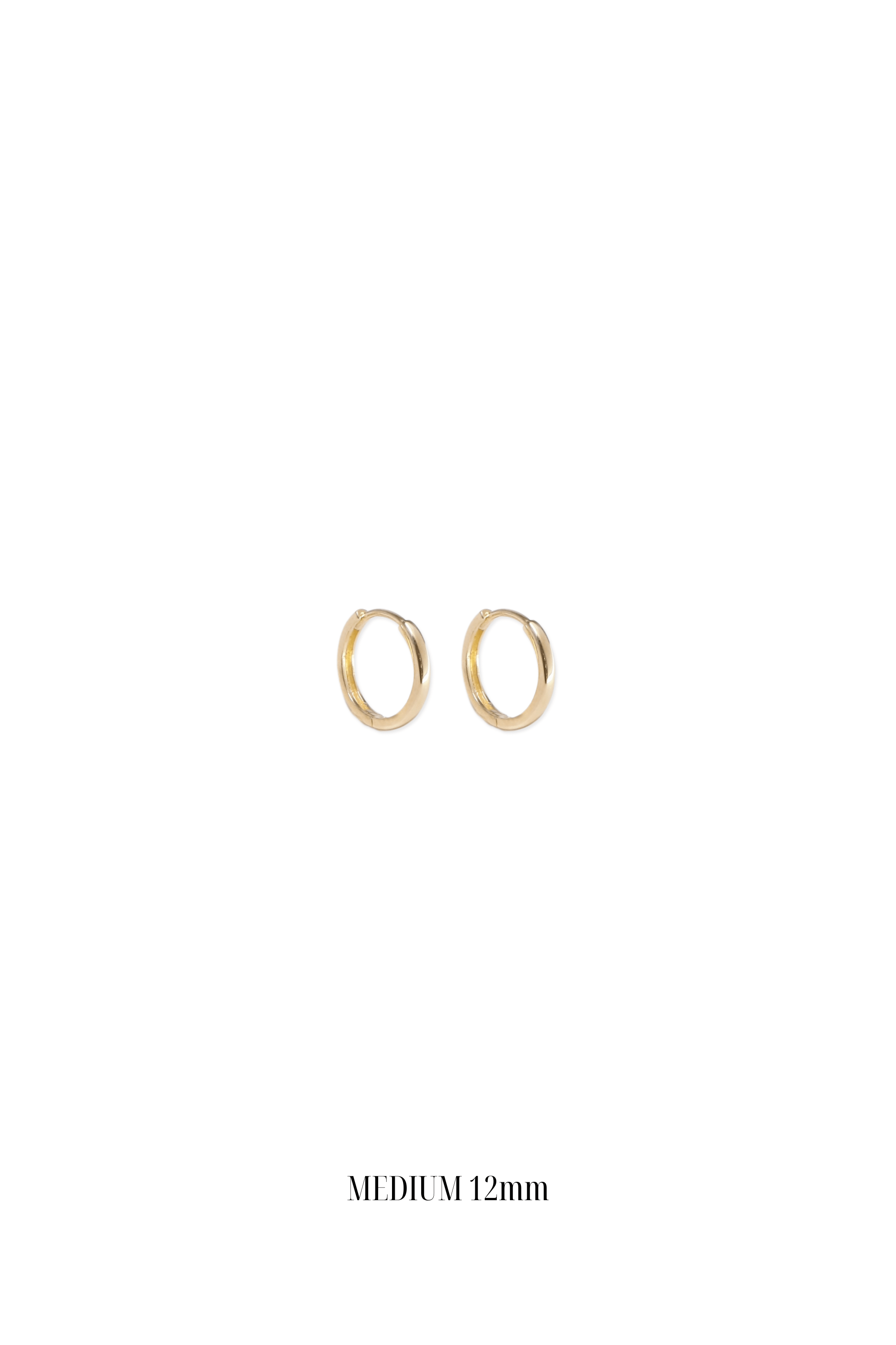 14K Solid Gold 12MM Round One Touch Hoop Earring - Pretty At Sam