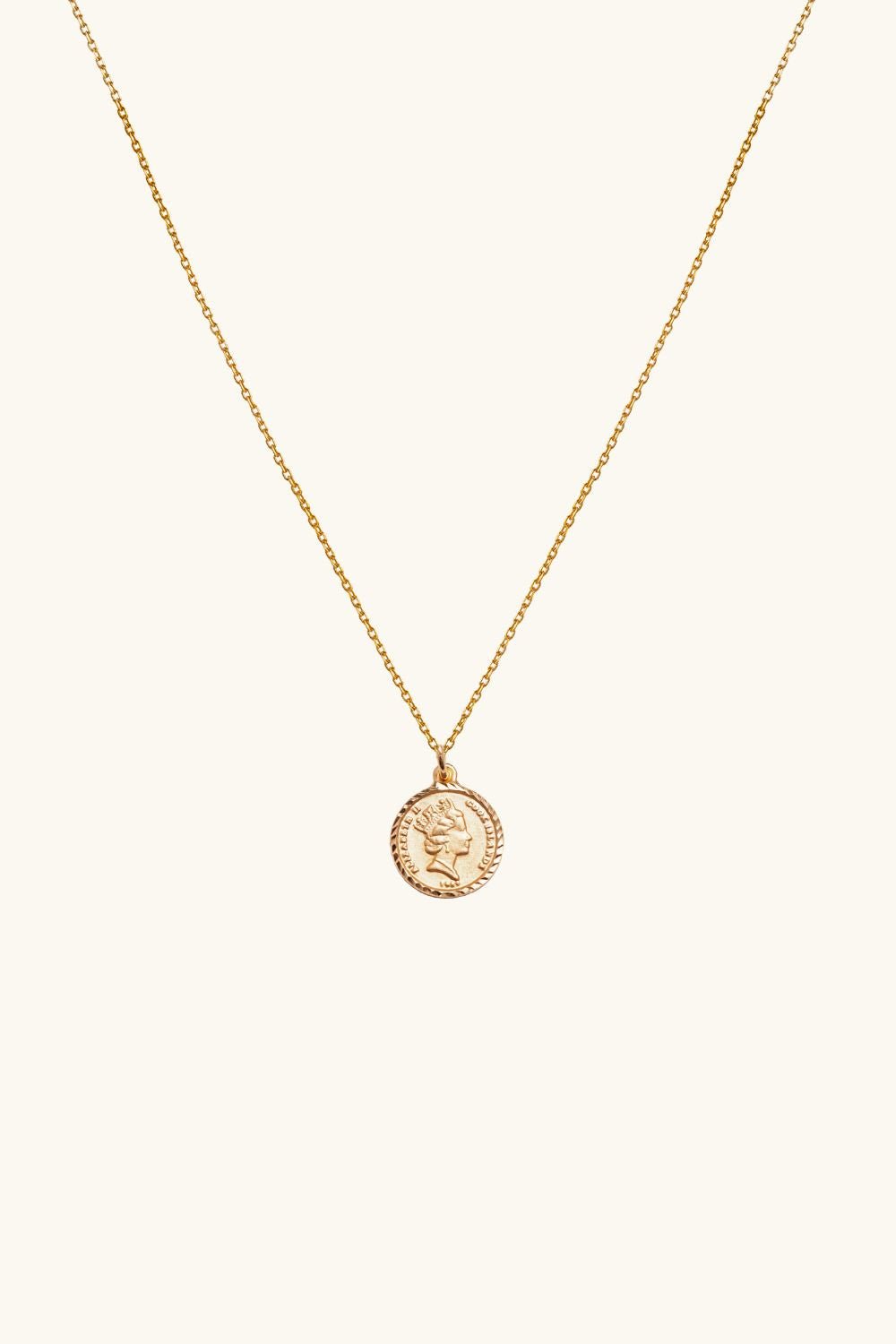 PATSAM 14K Solid Gold Coin Series Necklace – Customizable Pendant and Chain