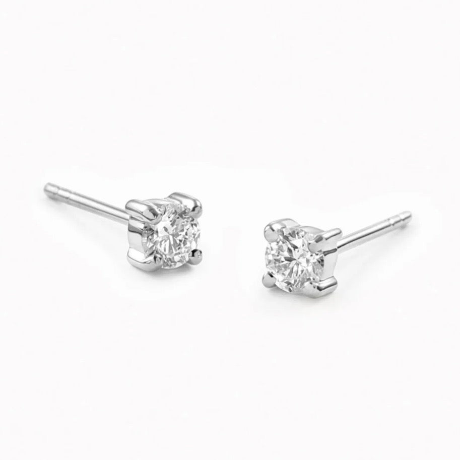 14k White Gold 3mm Solitaire Lab-Grown Diamond Stud Earrings