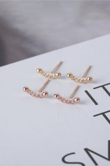 14k Solid Gold CZ Smile Stud Pushback Earring - Pretty At Sam