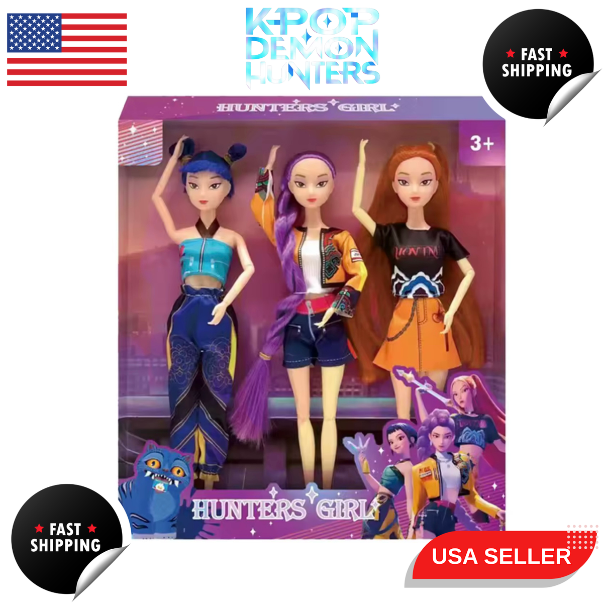 K-pop Demon Hunter Dolls Set of 3 or Single Random Character – 11.8 Inch Collectible Figures with Poseable Joints and Realistic Outfits