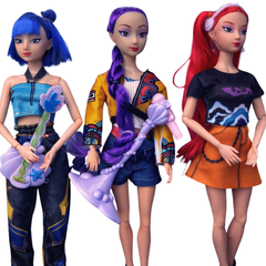 K-pop Demon Hunter Dolls Set of 3 or Single Random Character – 11.8 Inch Collectible Figures with Poseable Joints and Realistic Outfits