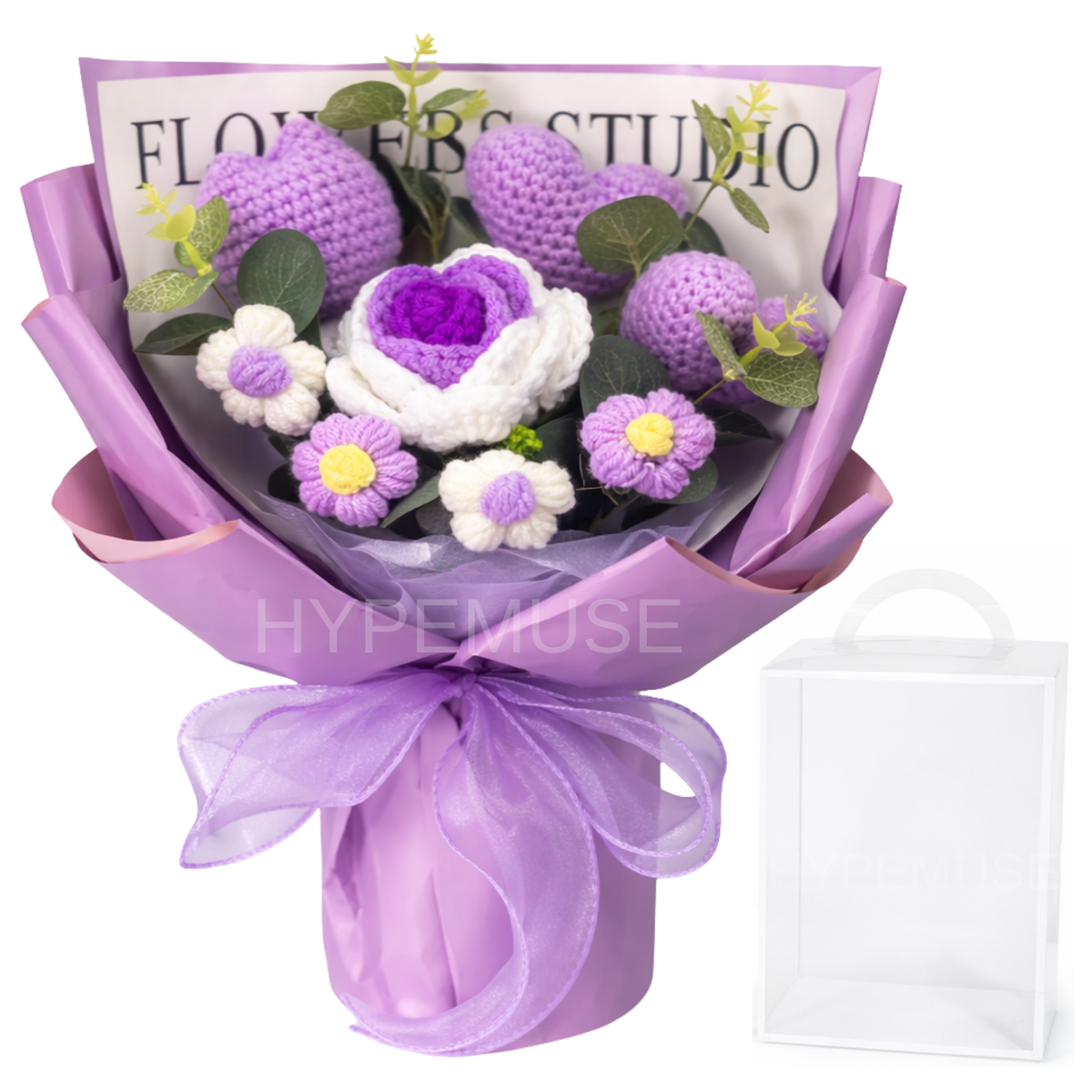 Handmade Light-Up Crochet Flower Bouquet with LED Lights, Forever Flower Gift for Valentine’s Day, Mother’s Day, Anniversaries