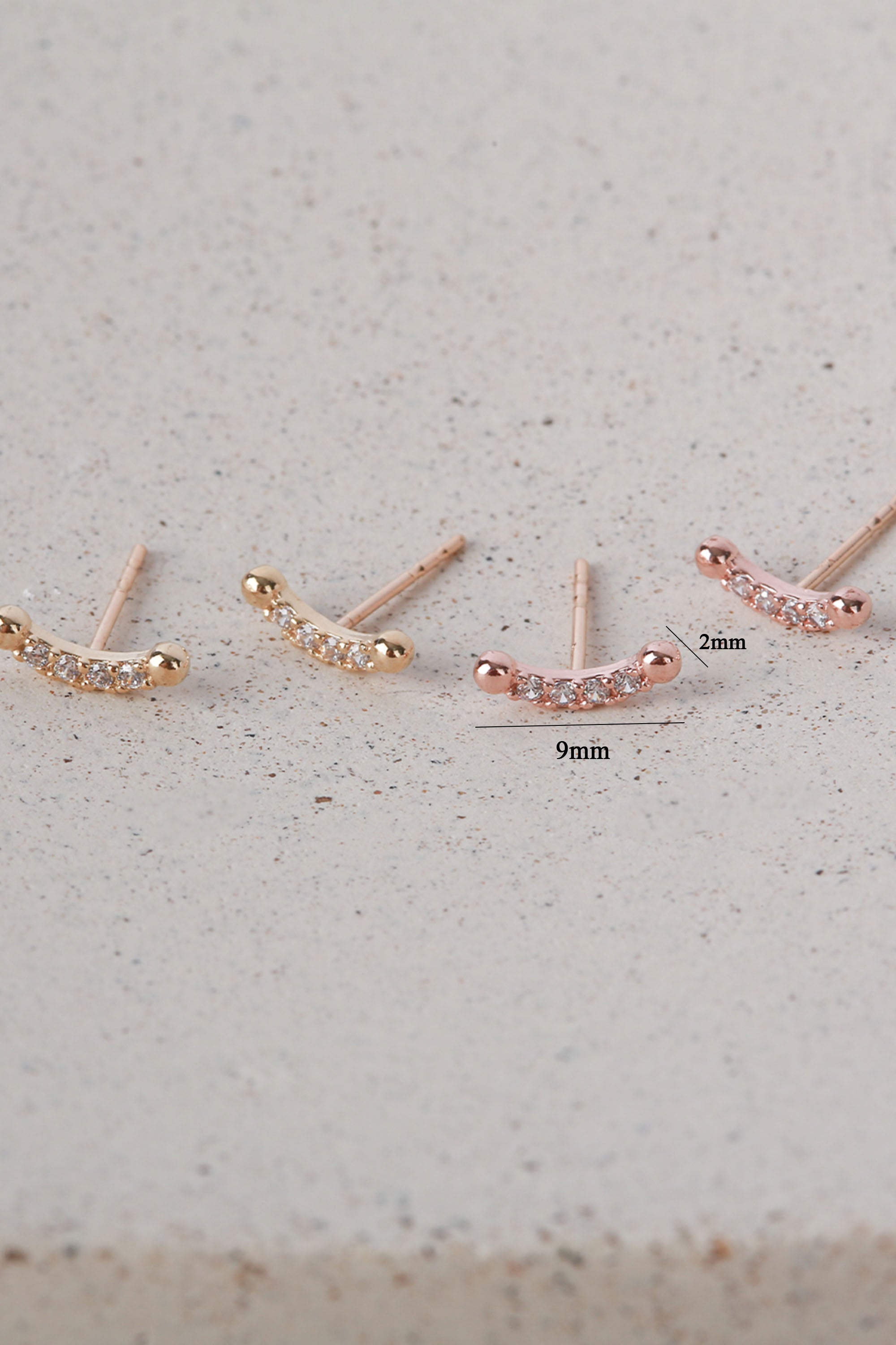 14k Solid Gold CZ Smile Stud Pushback Earring - Pretty At Sam