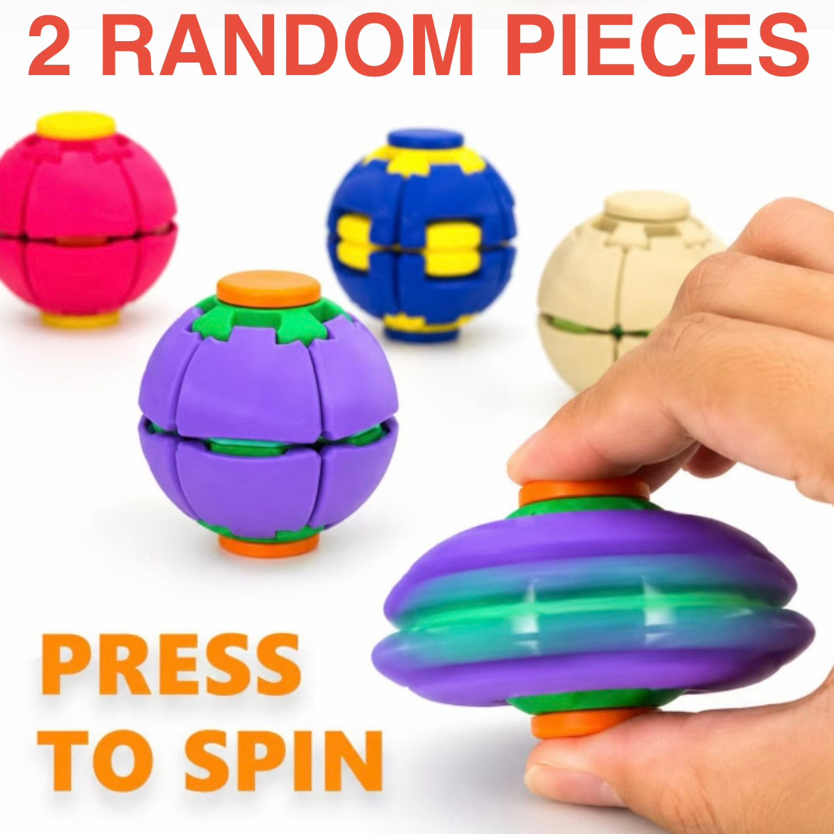 Mec-Spin Kinetic Transforming Fidget Toy | 2-in-1 Auto-Spin Puzzle Ball (1 Random Color)