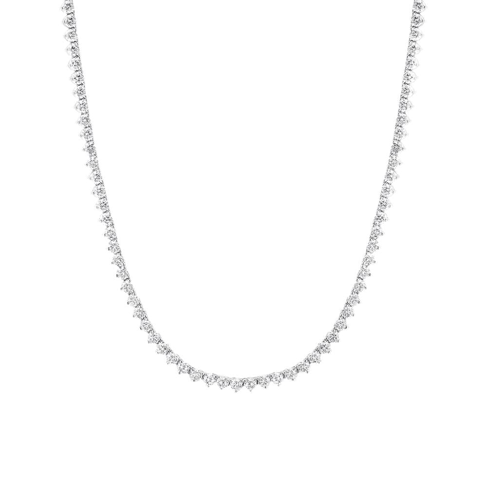 925 Sterling Silver 3 Prongs Tennis Necklace