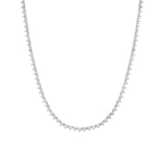 925 Sterling Silver 3 Prongs Tennis Necklace