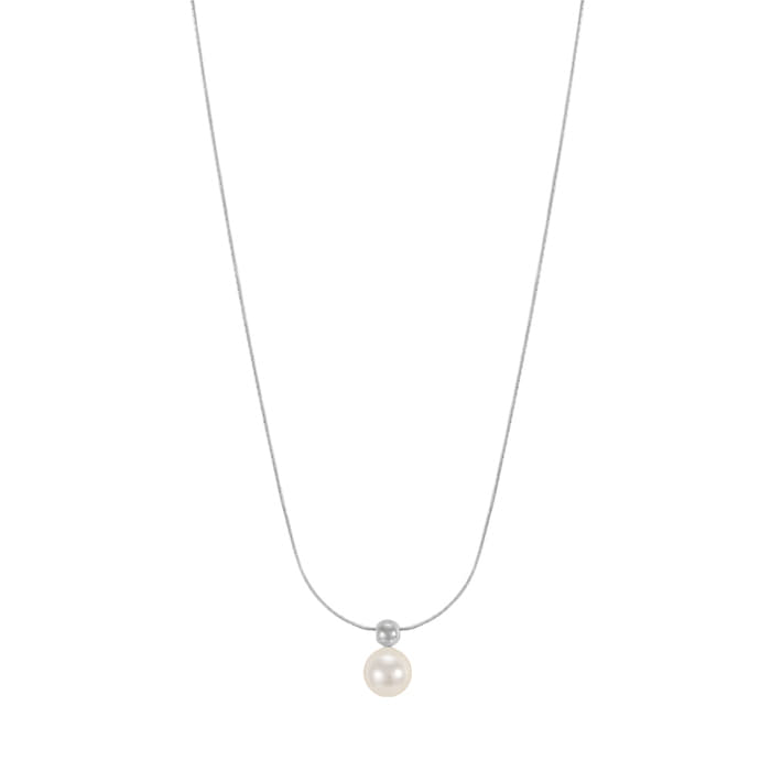 925 Sterling Silver 8MM Swarovski Pearl Pendant Necklace