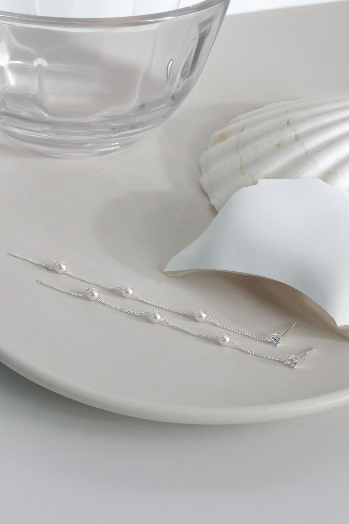 925 Sterling Silver Pearl Chain Drop Earrings – Pushback Design