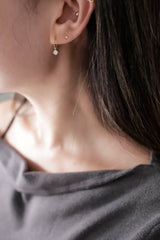 14K Solid Gold Hoop Earrings with Sparkling Charms – Tarnish-Free, Made in Korea