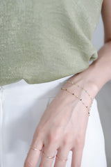 14K Gold Mint Turquoise Blue Epoxy Beads Ball Chain Linked Bracelet