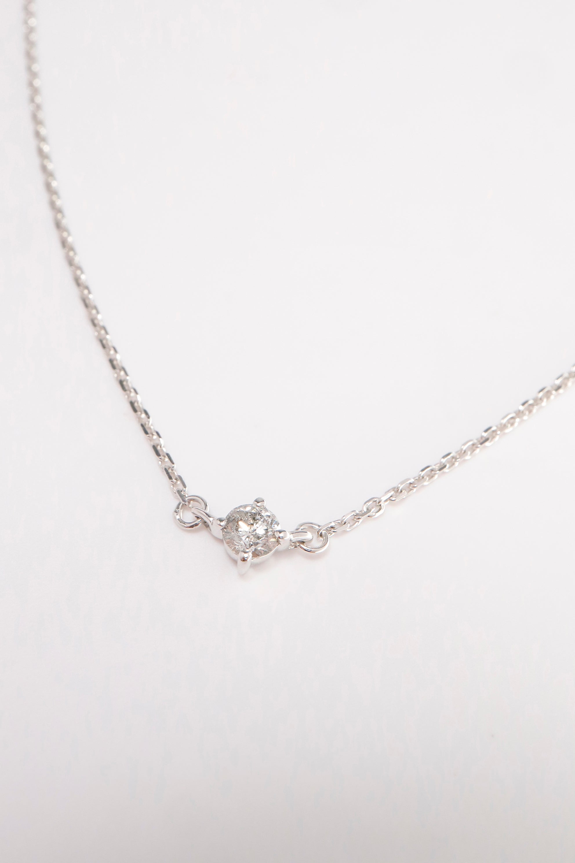 14K Solid Gold 18" Natural Diamond Simple Stud Chain Necklace (16" With 2" Extension) - Pretty At Sam