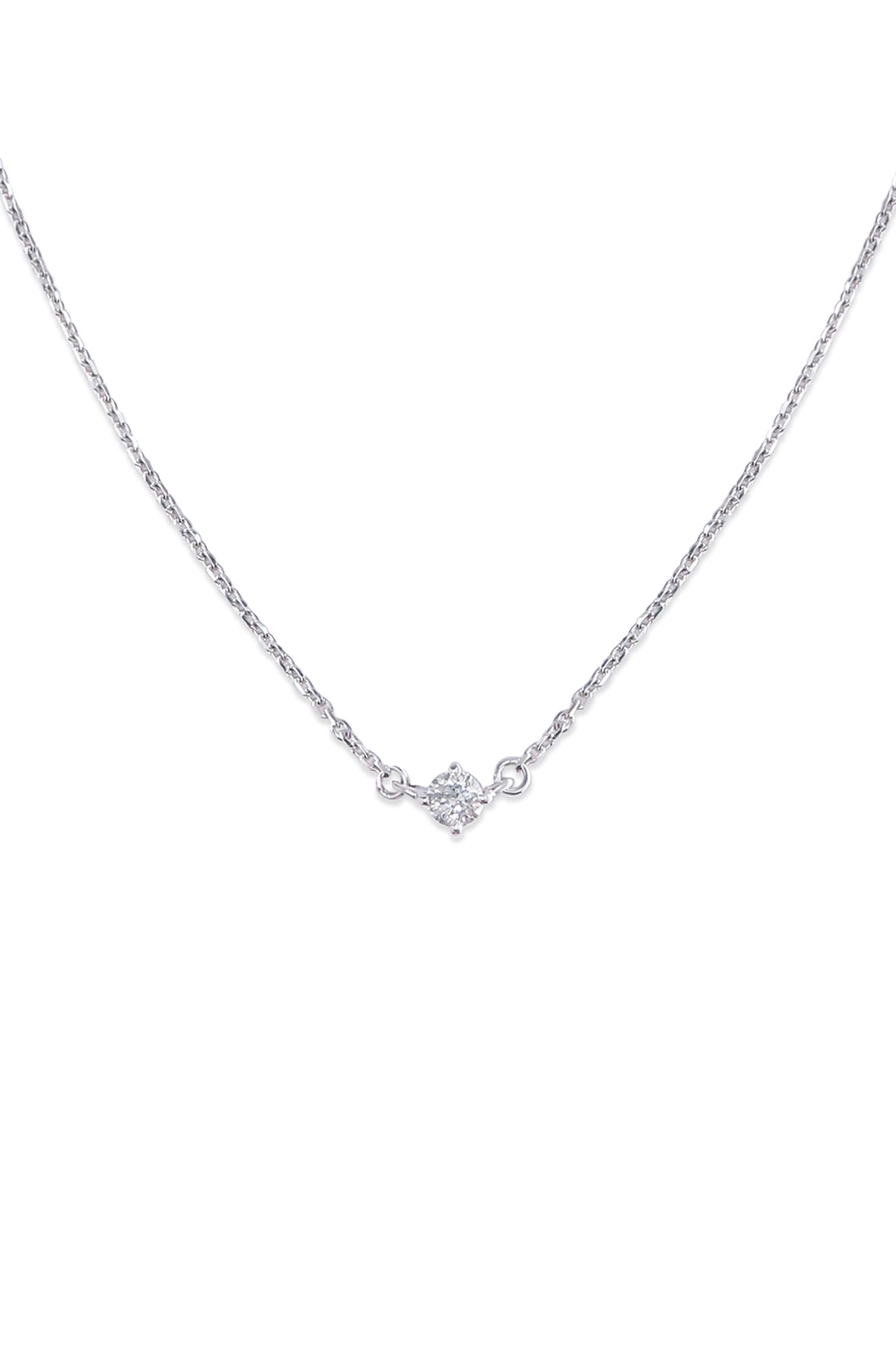 14K Solid Gold 18" Natural Diamond Simple Stud Chain Necklace (16" With 2" Extension) - Pretty At Sam