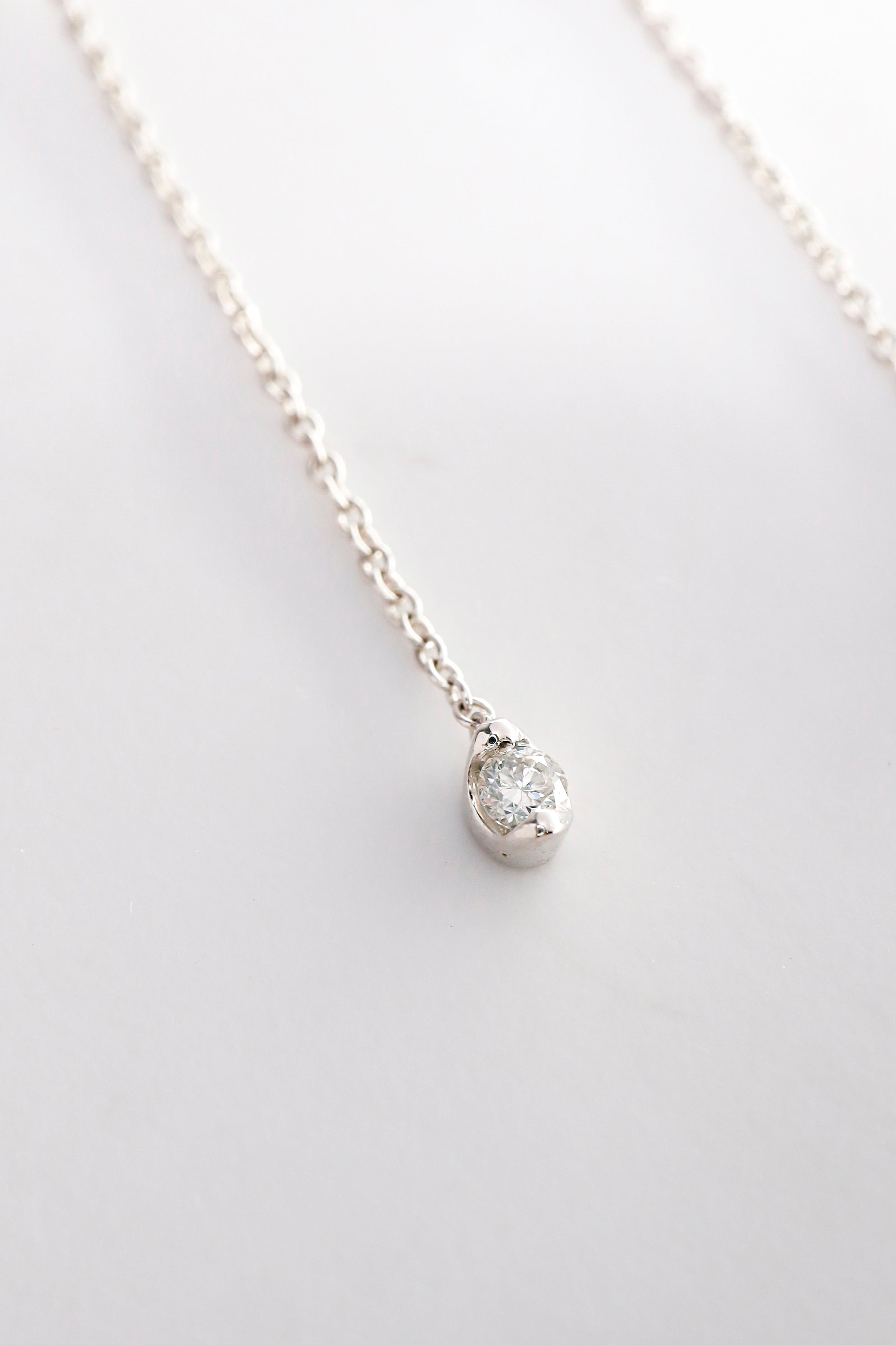 14K Solid White Gold 12mm Natural Diamond Chain Drop Hoop Earring - Pretty At Sam