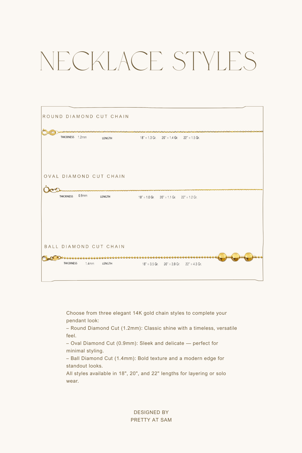 PATSAM 14K Solid Gold Coin Series Necklace – Customizable Pendant and Chain